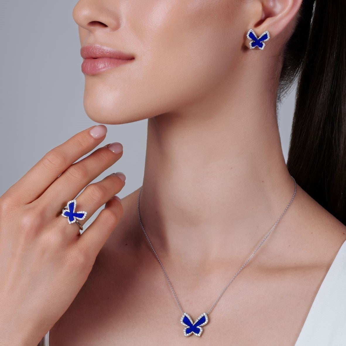 Butterfly Earrings with Lapis Lazuli