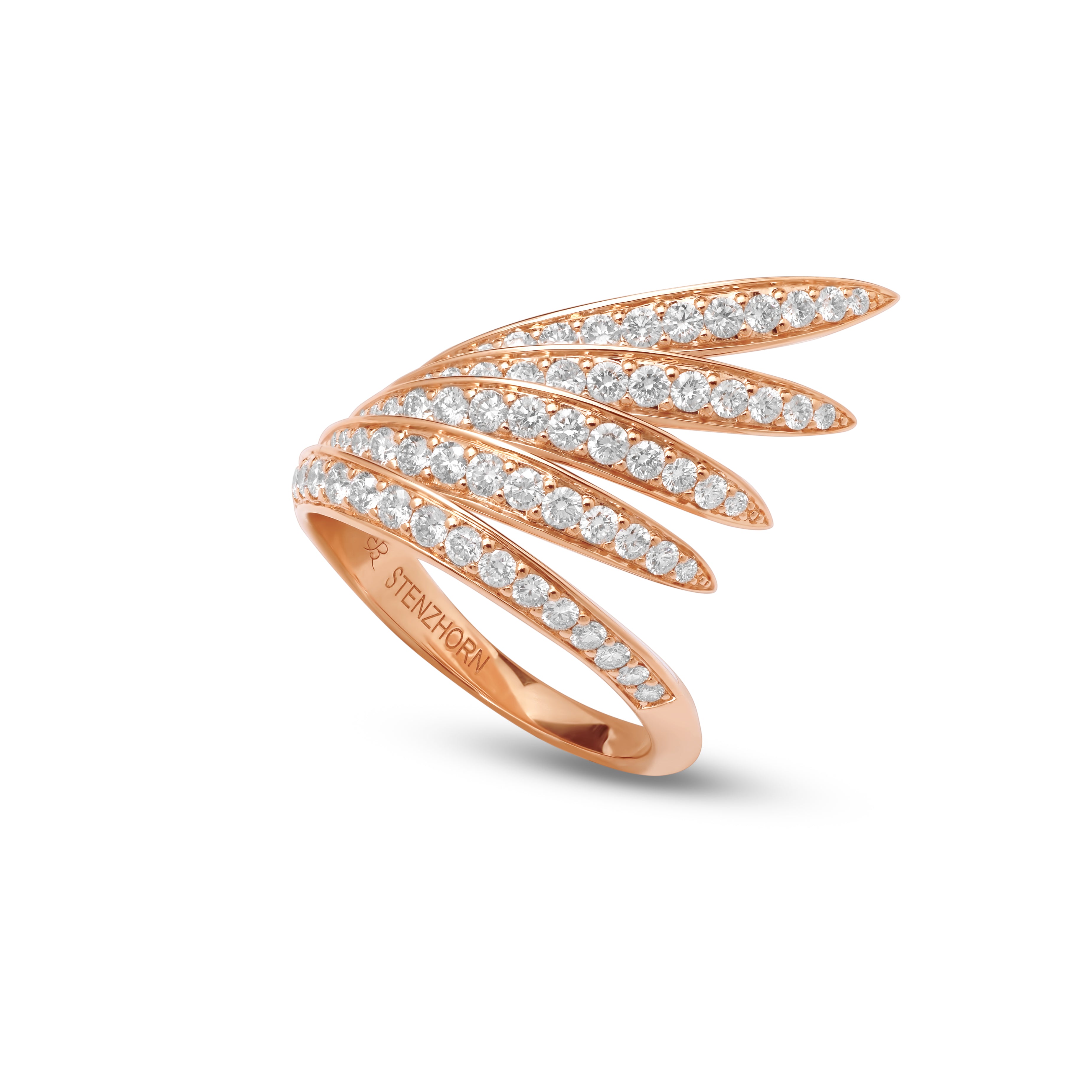 Ring with Diamonds and White Enamel