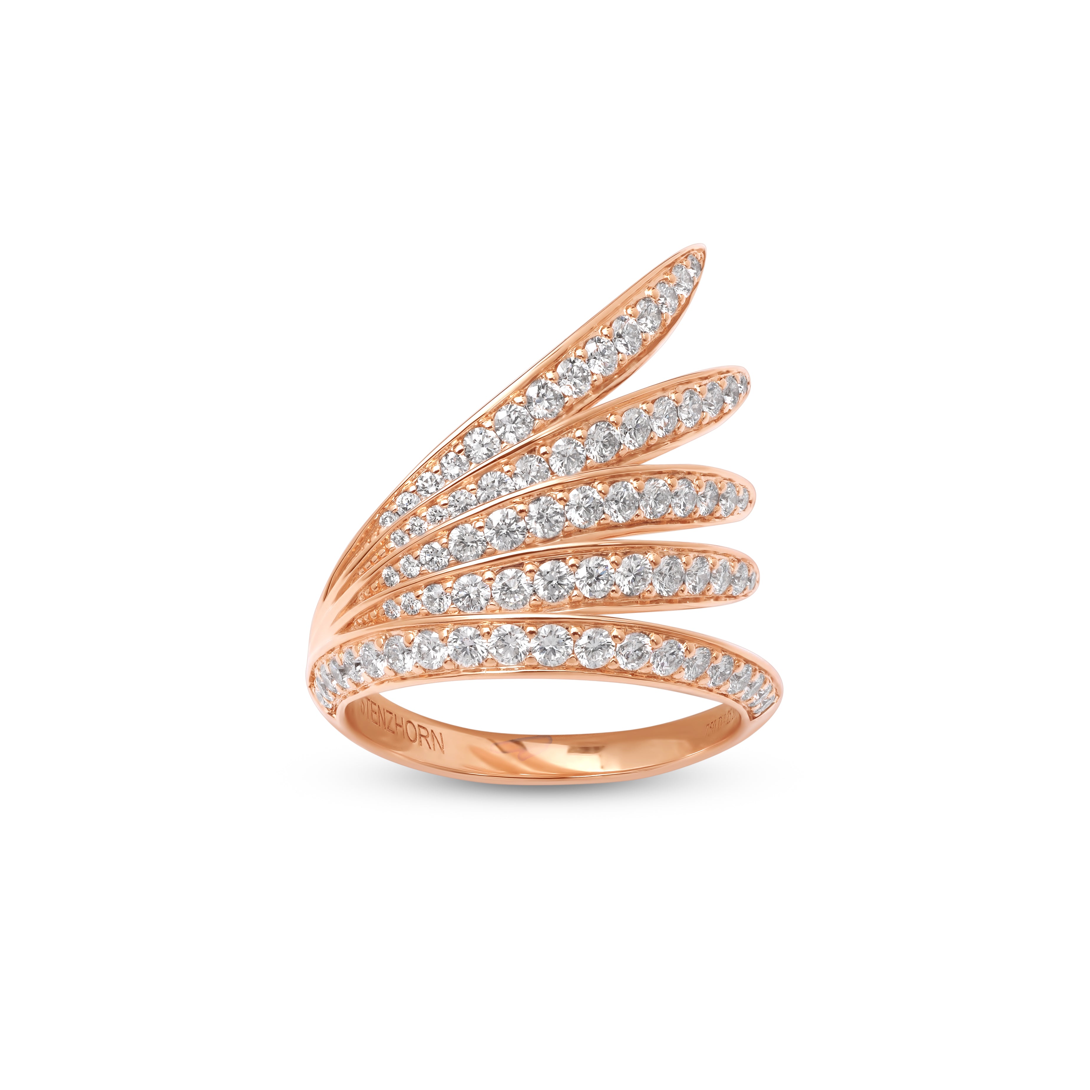 Ring with Diamonds and White Enamel