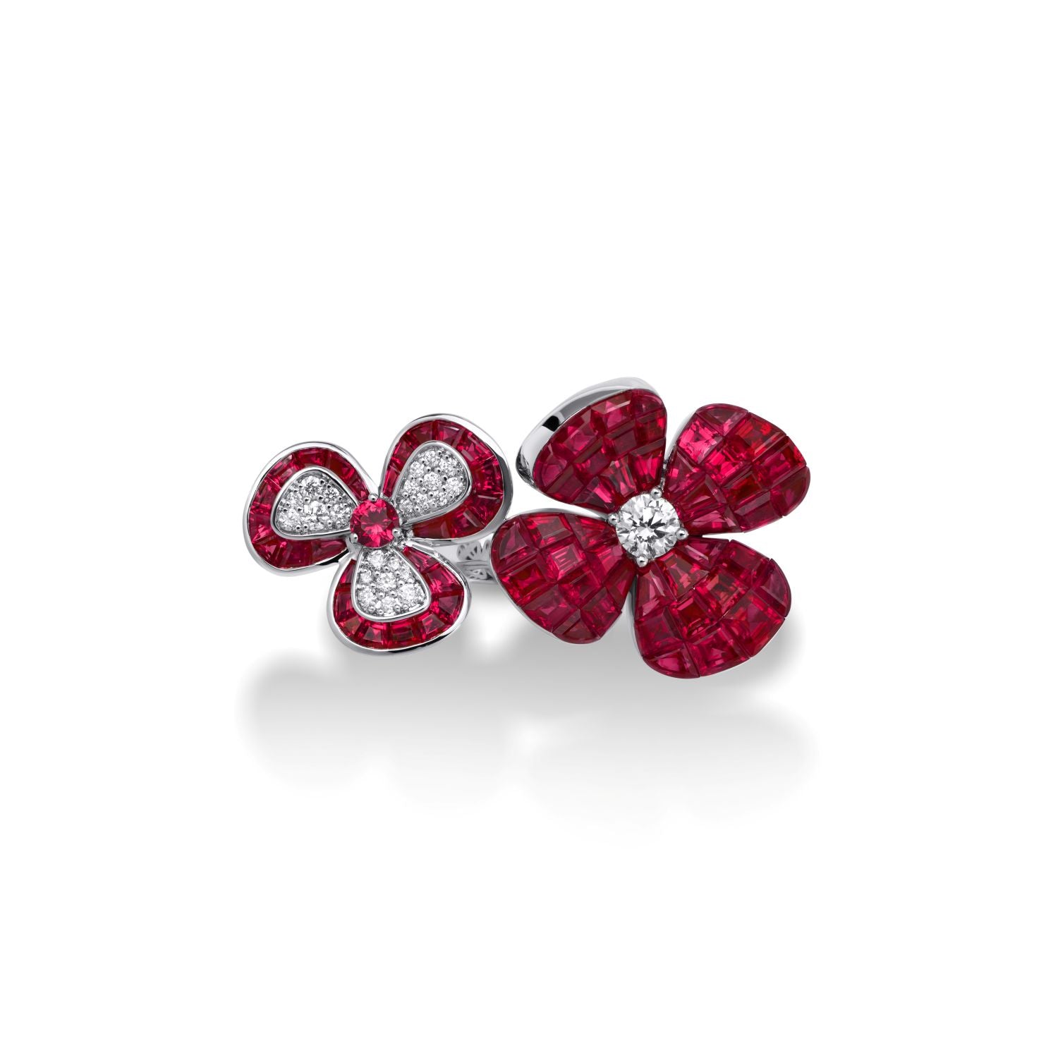 Flower Ring with Rubies