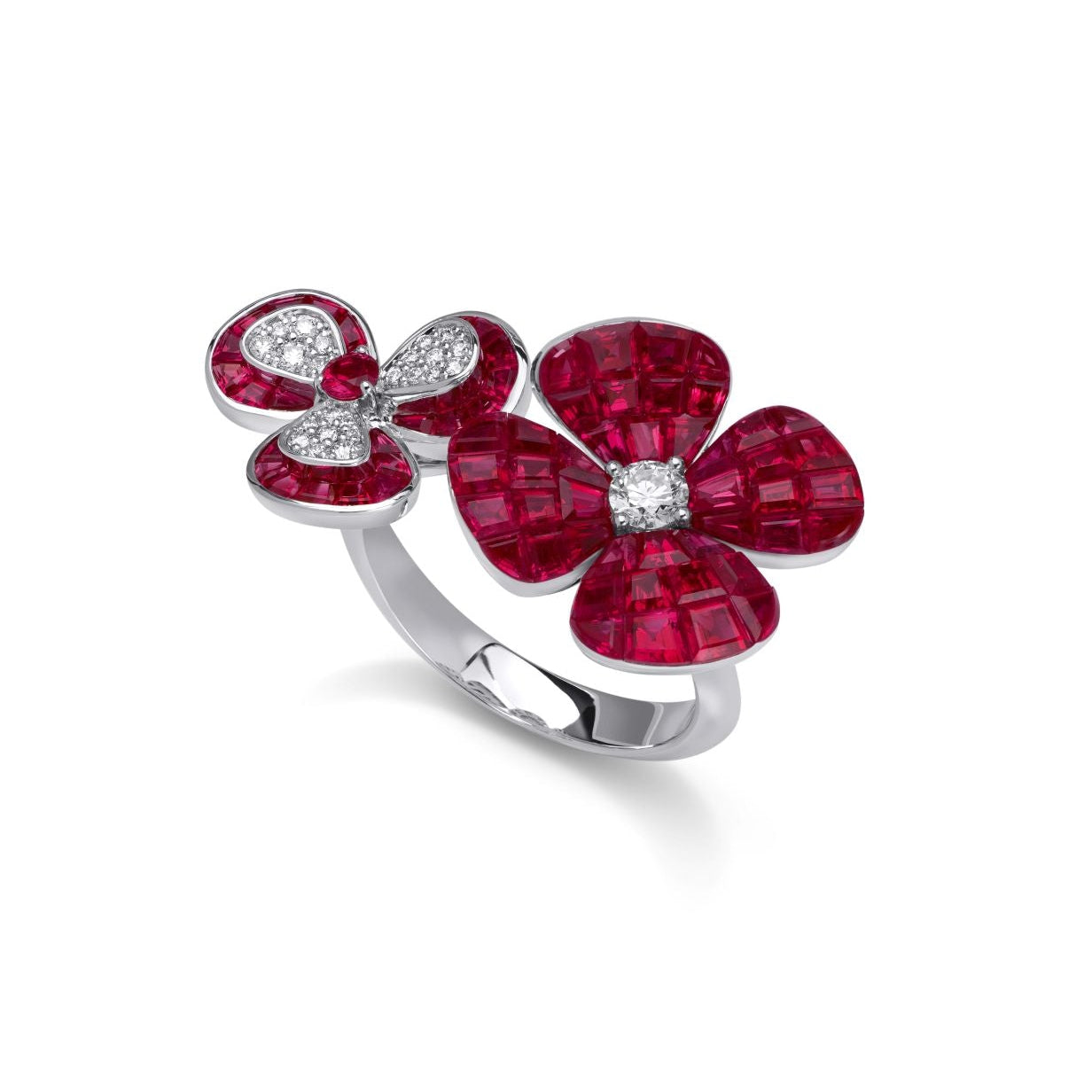 Flower Ring with Rubies