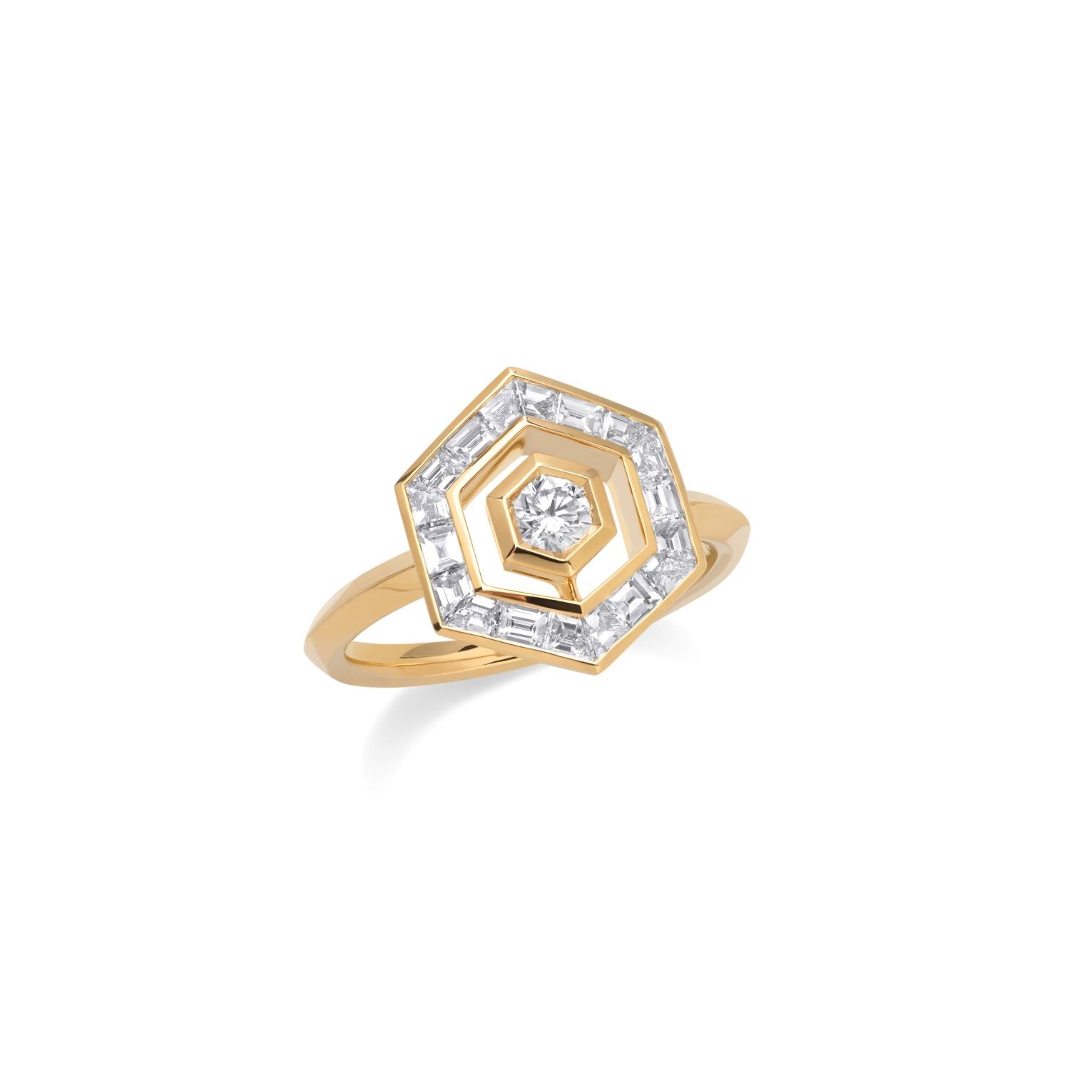Baguette Diamant Halo Ring