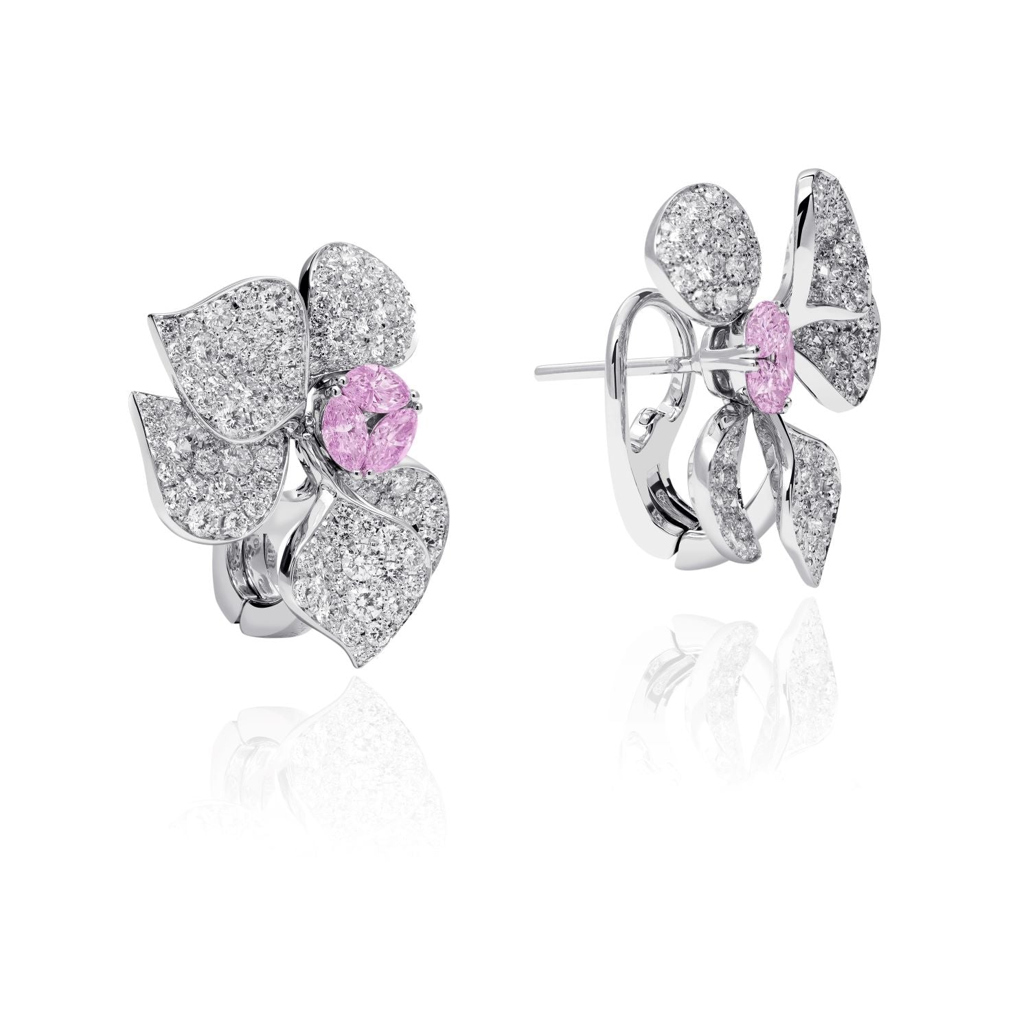 À FLEUR DE PARIS Pink Sapphire Leaf Earrings