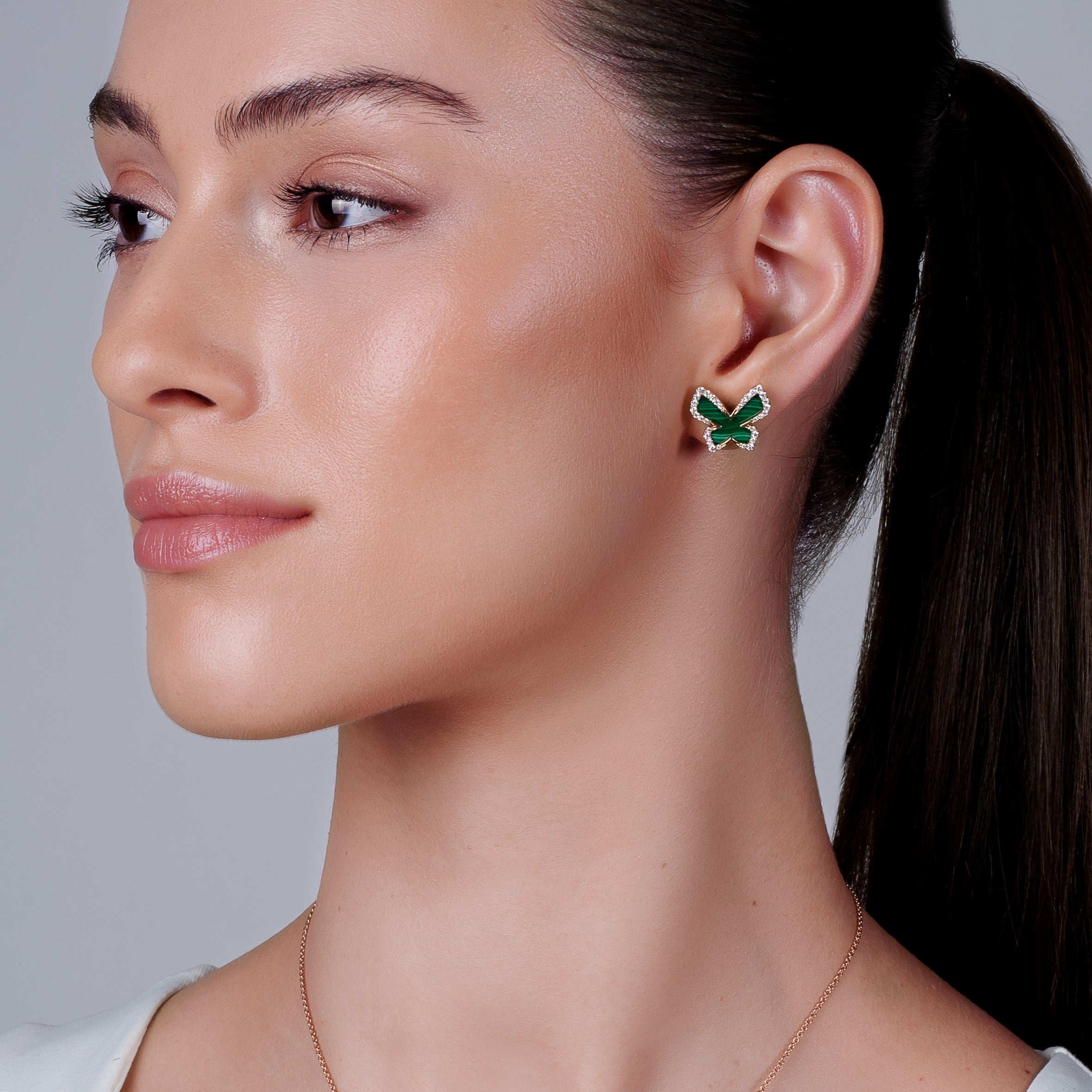 PICCOLE SONATE Malachite Butterfly Earrings