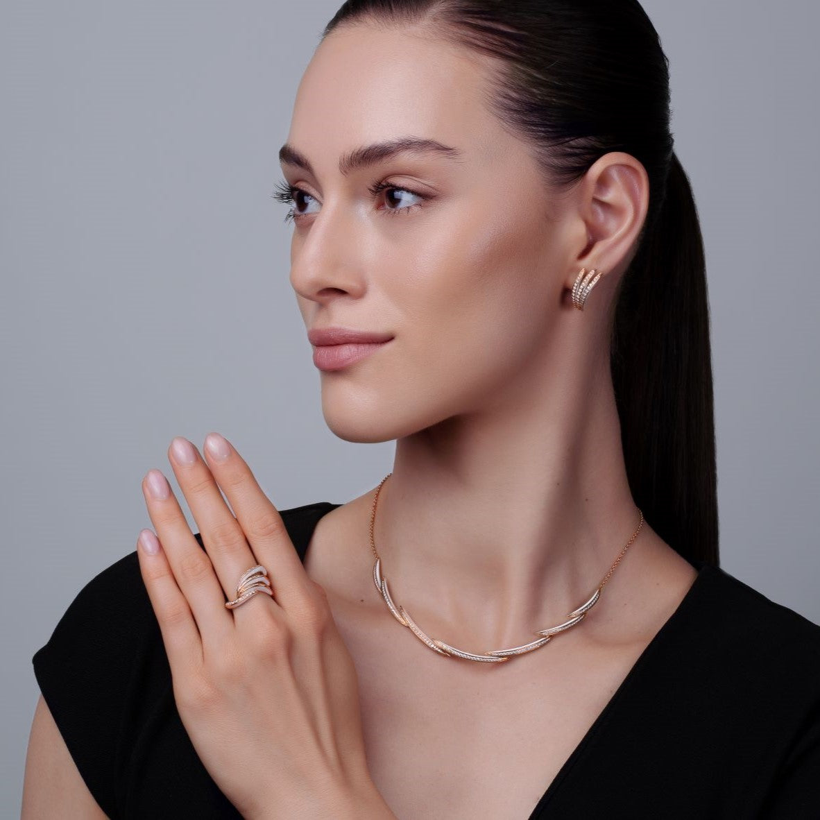 Earrings with Diamonds and White Enamel