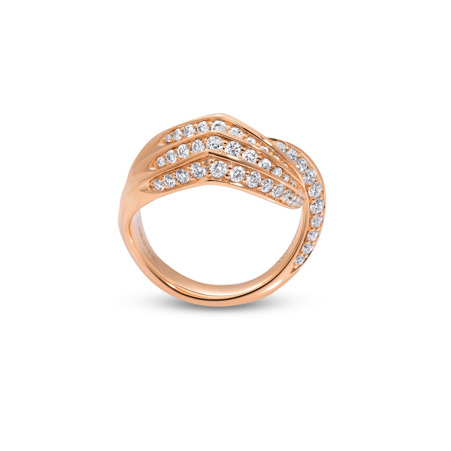 Ring with Diamonds and White Enamel