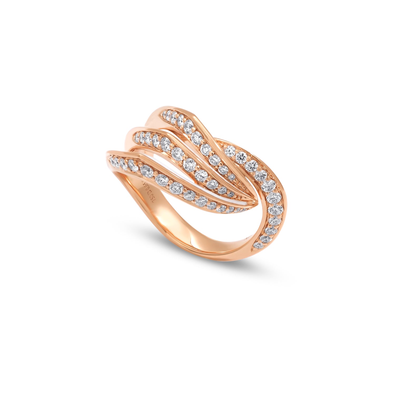 Ring with Diamonds and White Enamel