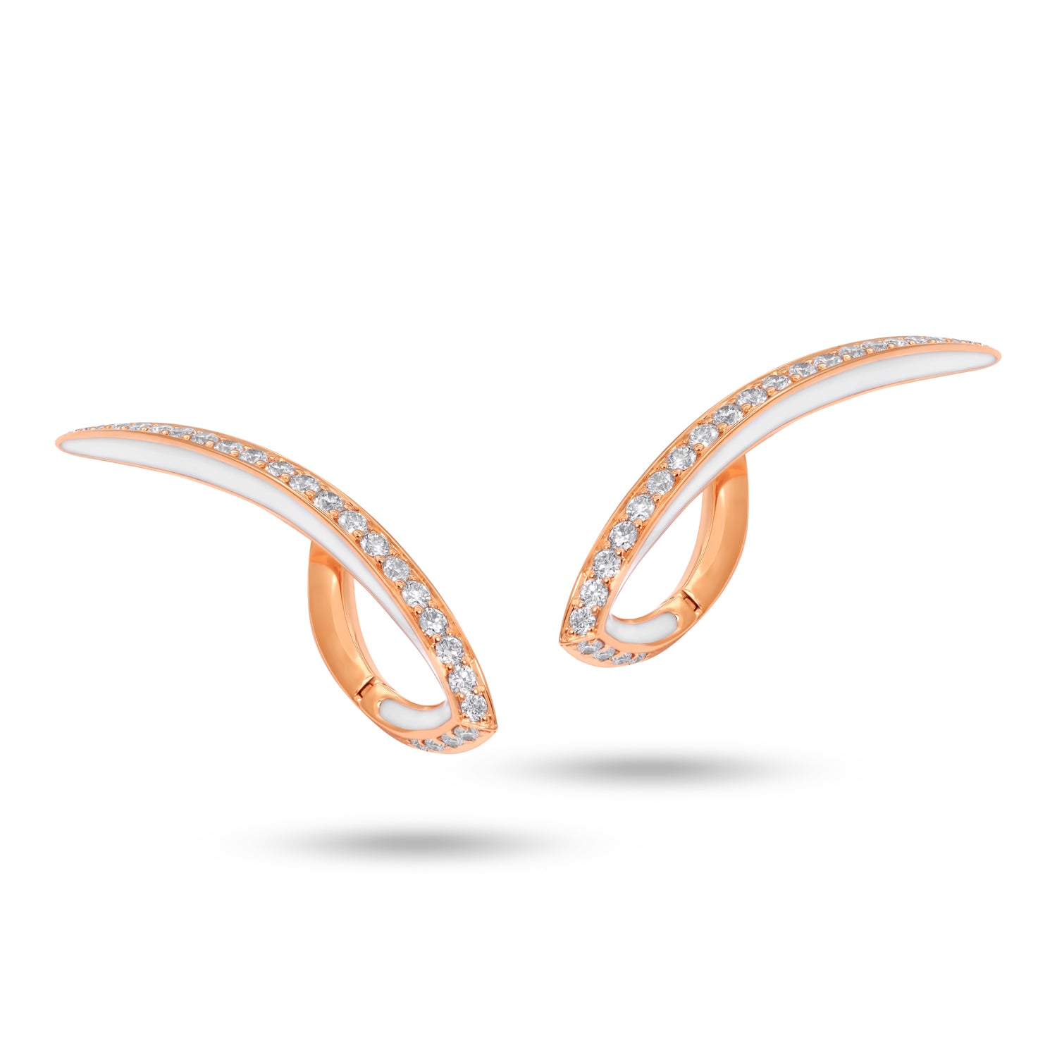 Earrings with Diamonds and White Enamel