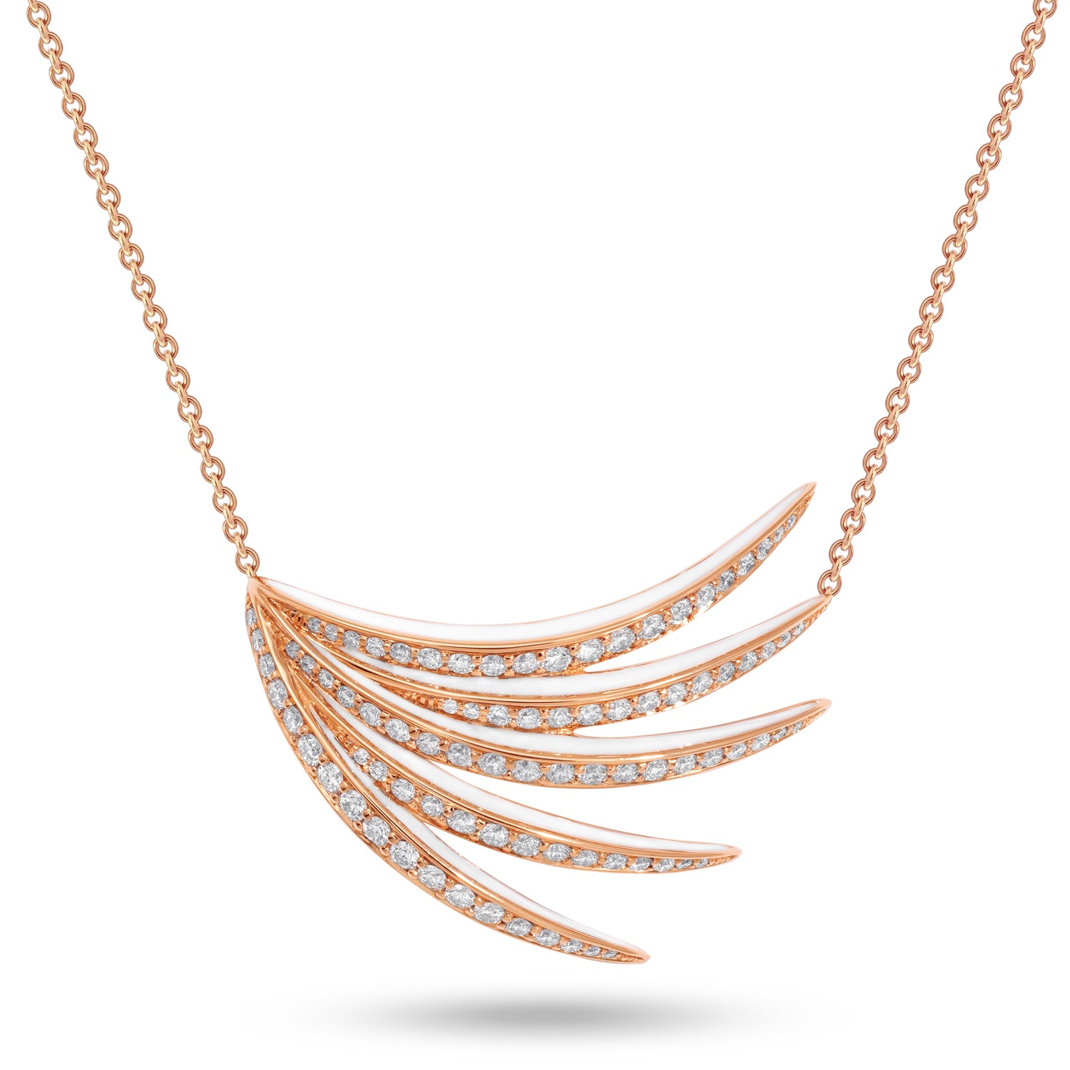 Necklace with Diamonds and White Enamel
