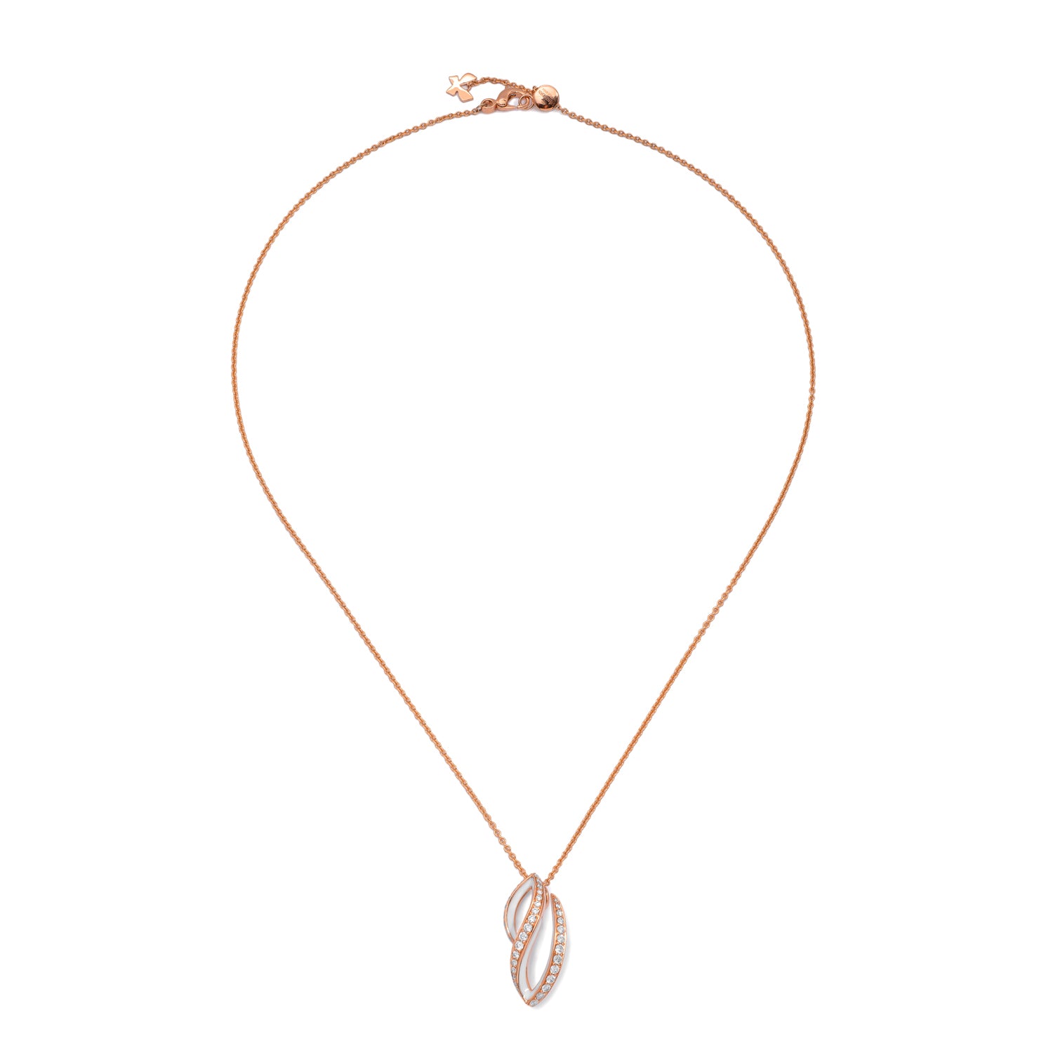 Necklace with Diamonds and White Enamel