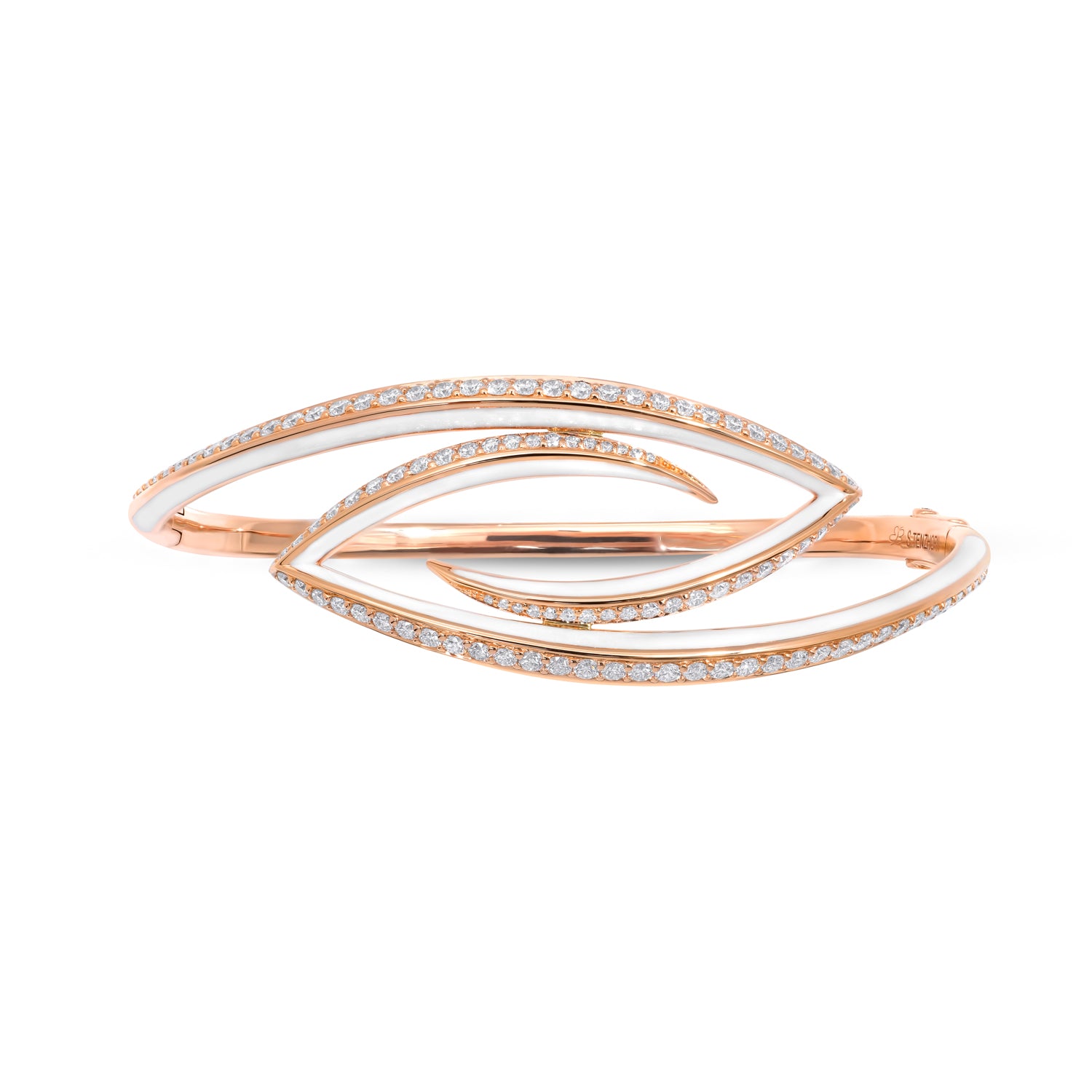 Bangle with Diamonds and White Enamel