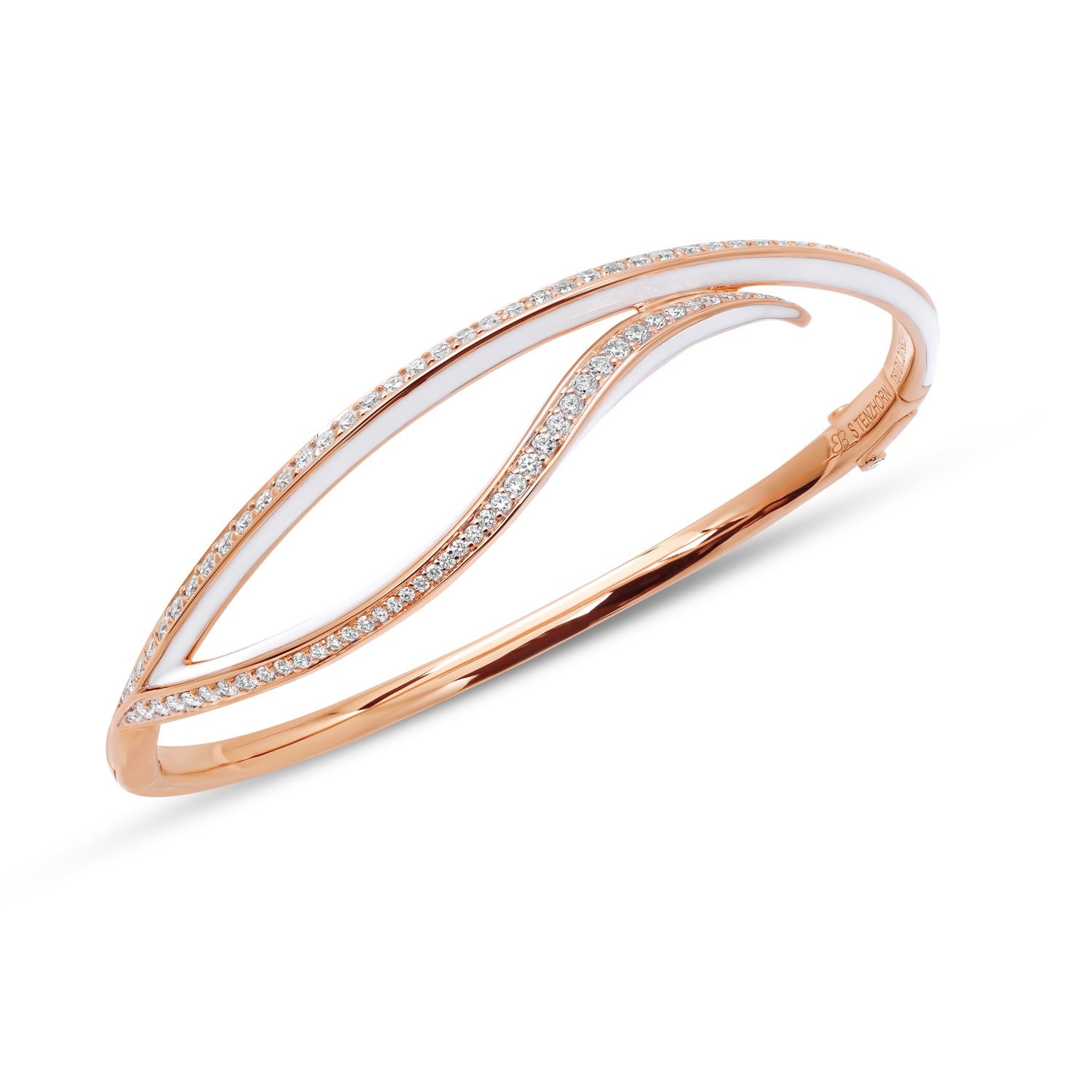 Bangle with Diamonds and White Enamel