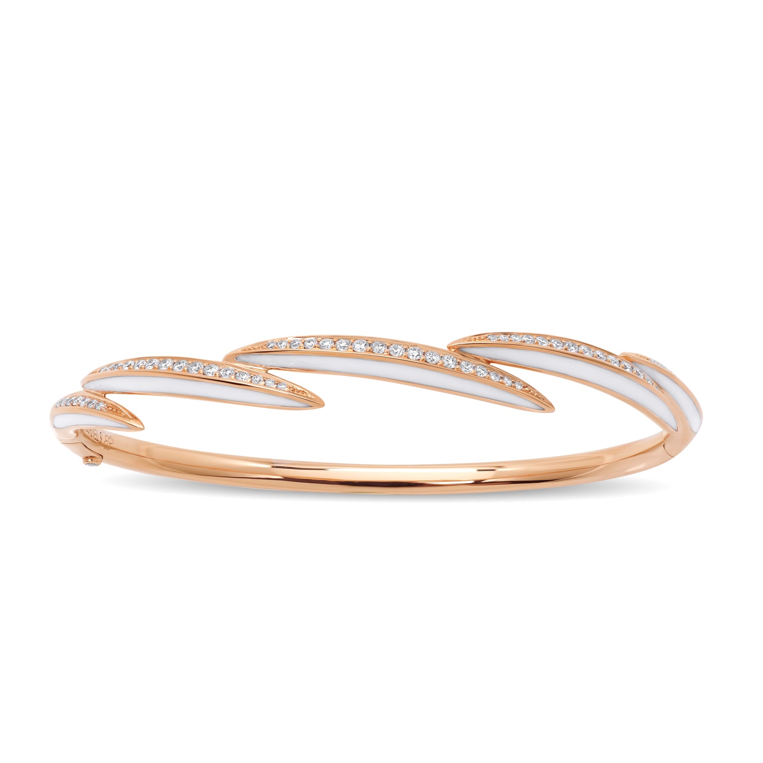 Bangle with Diamonds and White Enamel