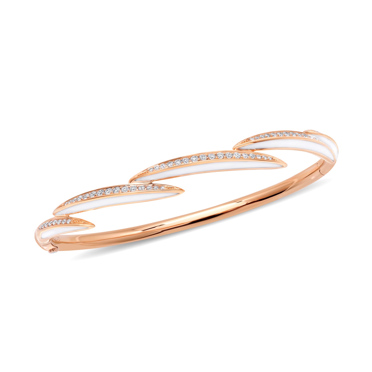 Bangle with Diamonds and White Enamel