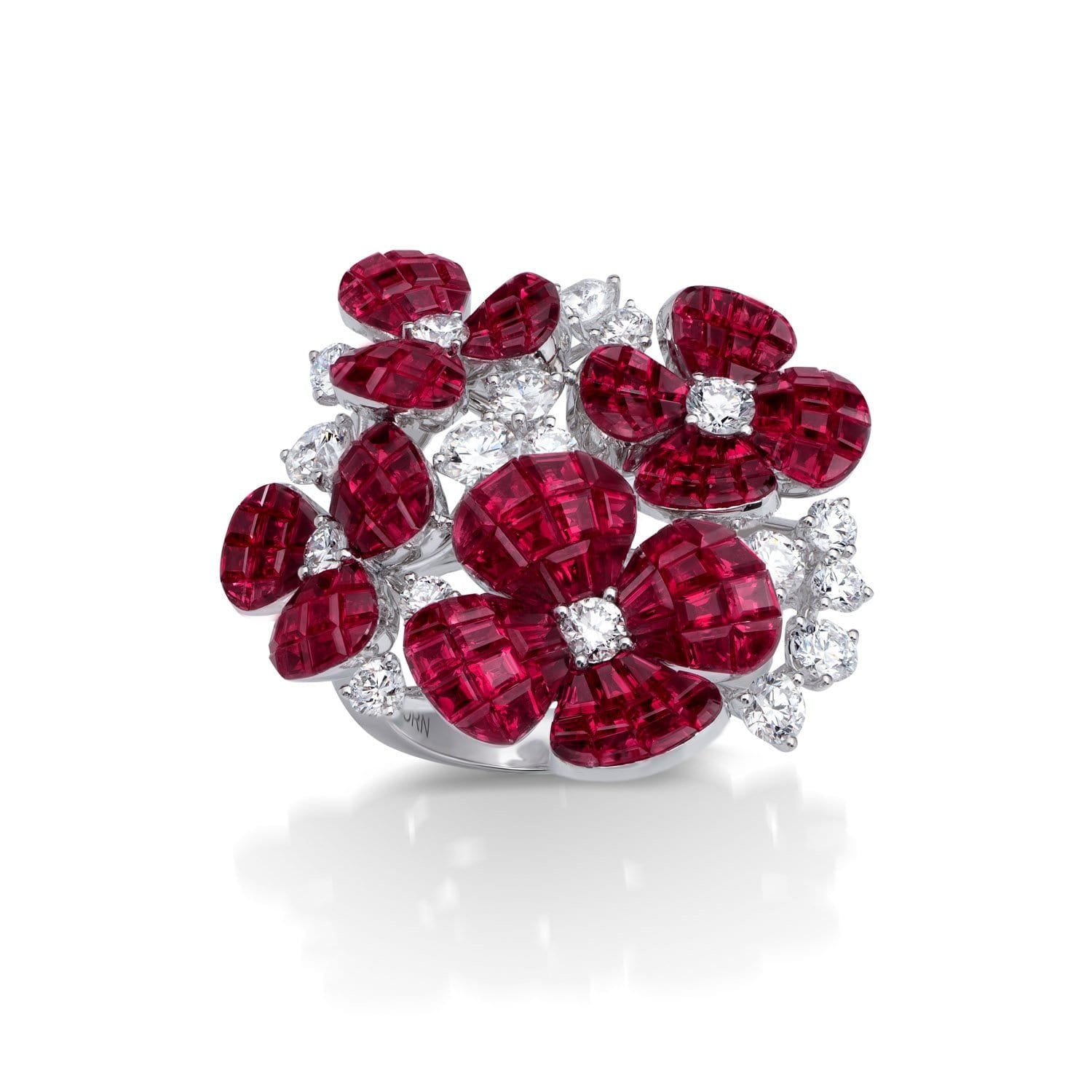 FLORAL Hortensia Rubin-Ring